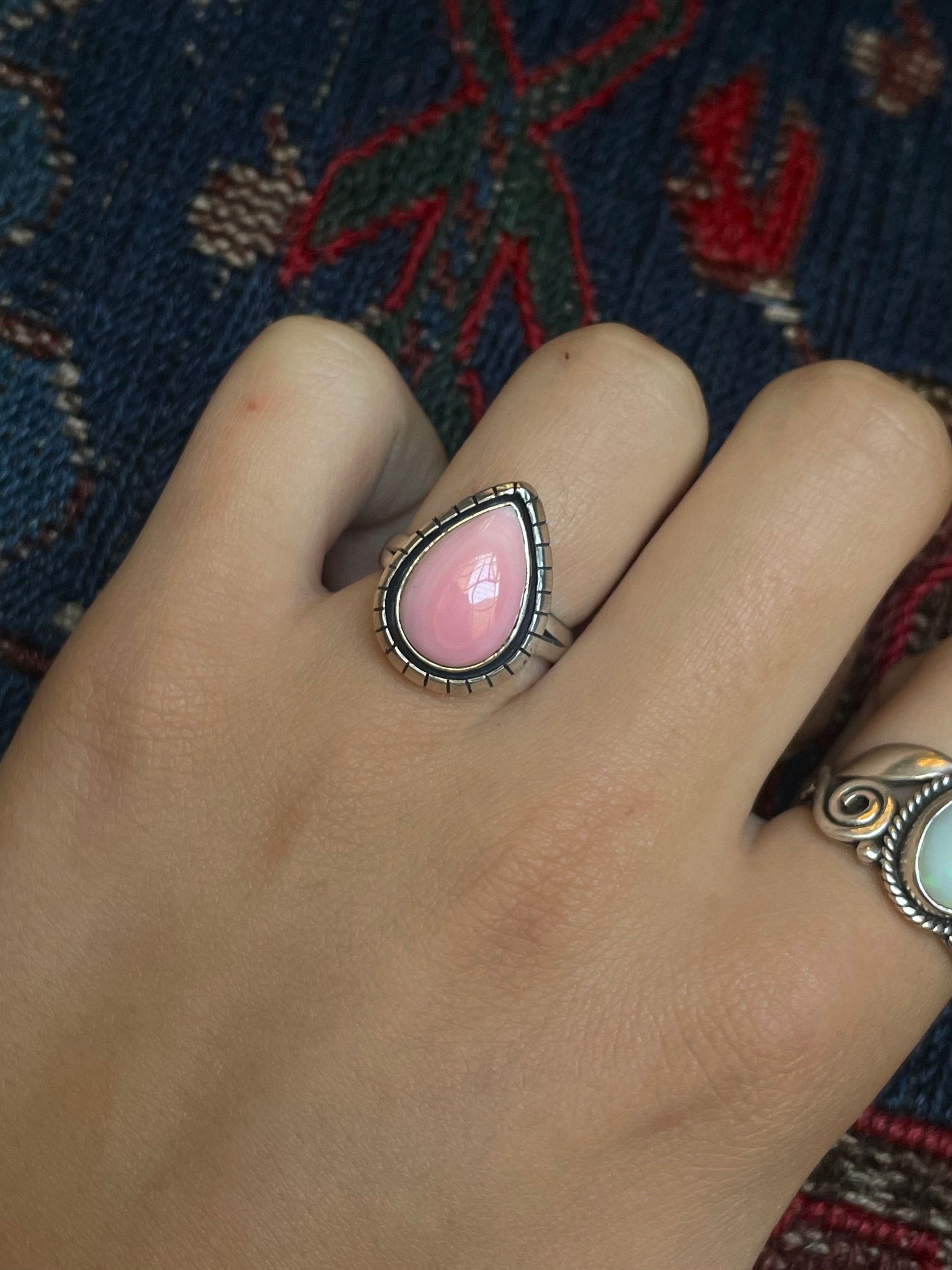 Pink Conch Ring Size 7 | 925 Sterling Silver G111