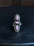 Pink Conch 3 Stone Ring | 925 Sterling Silver Size 9 E477