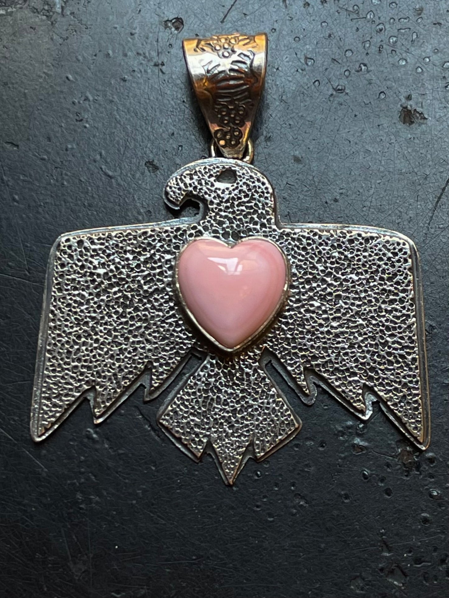 Pink Conch Thunderbird Pendant | Sterling Silver G450