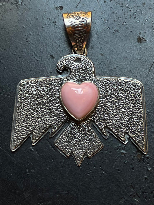 Pink Conch Thunderbird Pendant | Sterling Silver G450