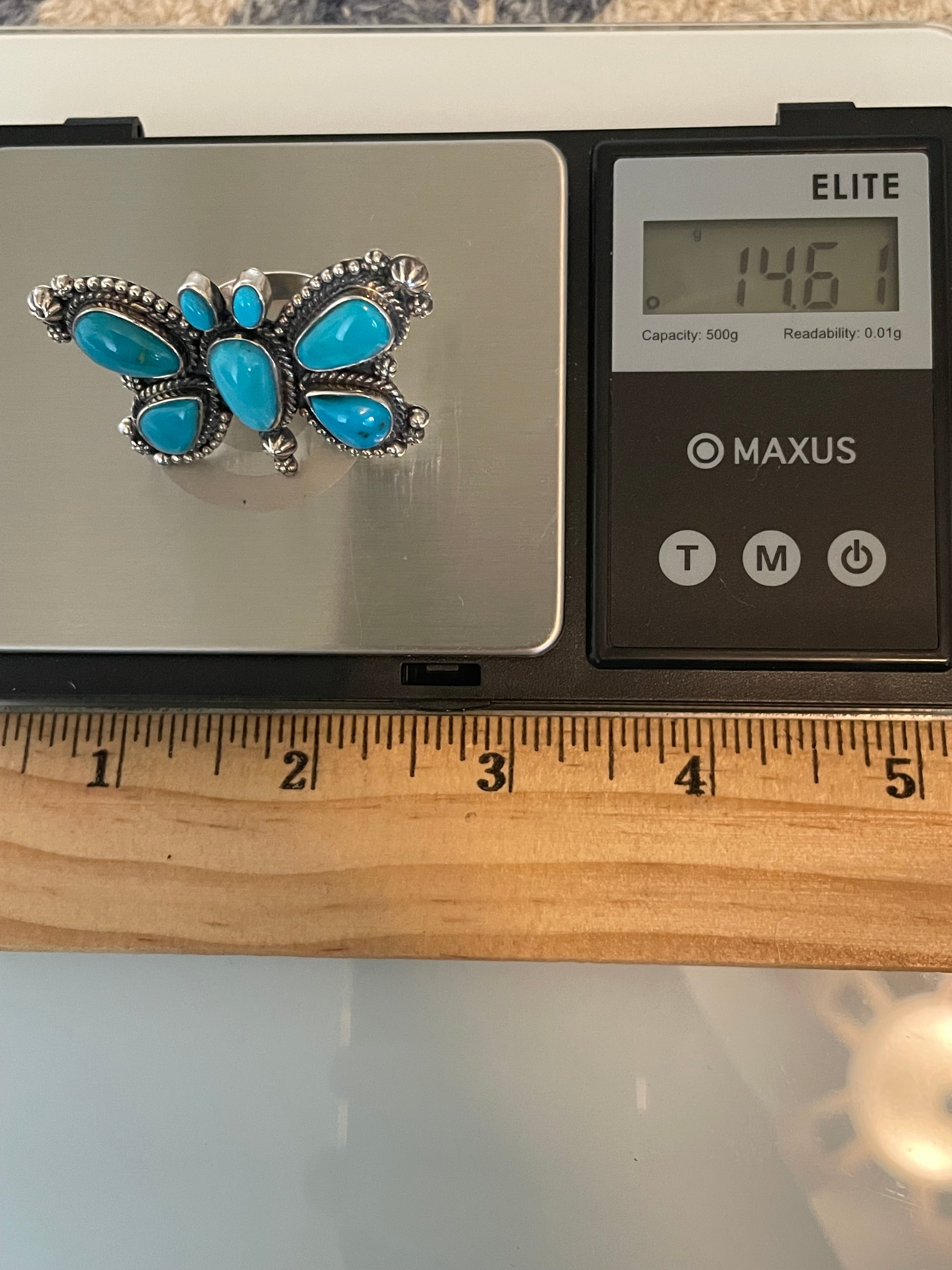 Kingman Turquoise Butterfly Ring Size 6 | 925 Sterling Silver G576