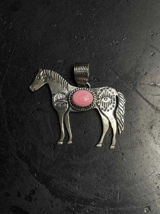 Pink Conch Horse Pendant | 925 Sterling Silver E263