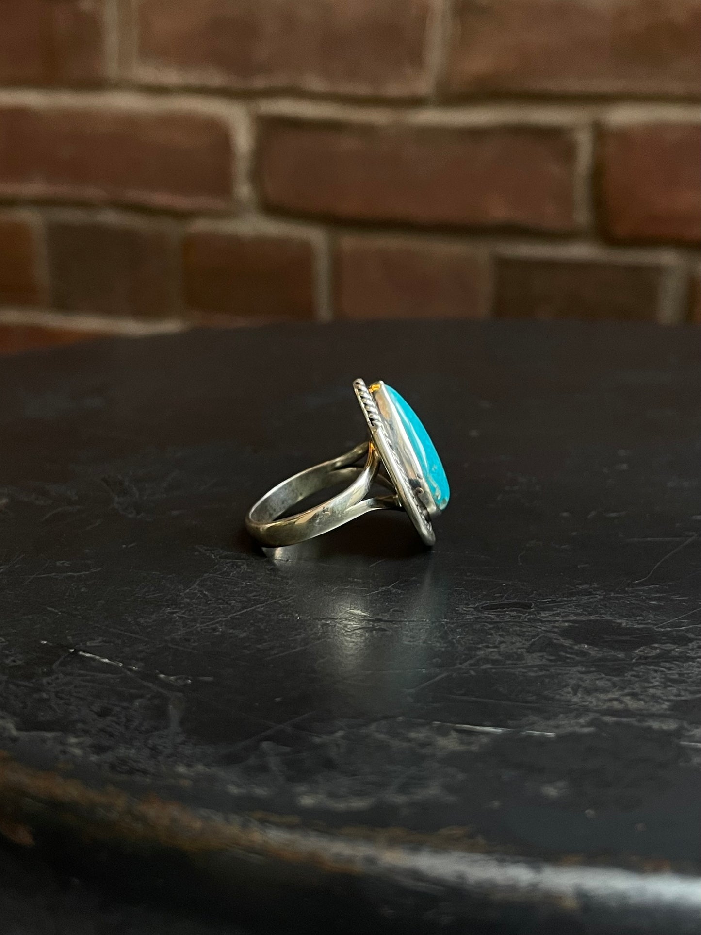 Turquoise Tear Drop Ring | 925 Sterling Silver Size 9 E458