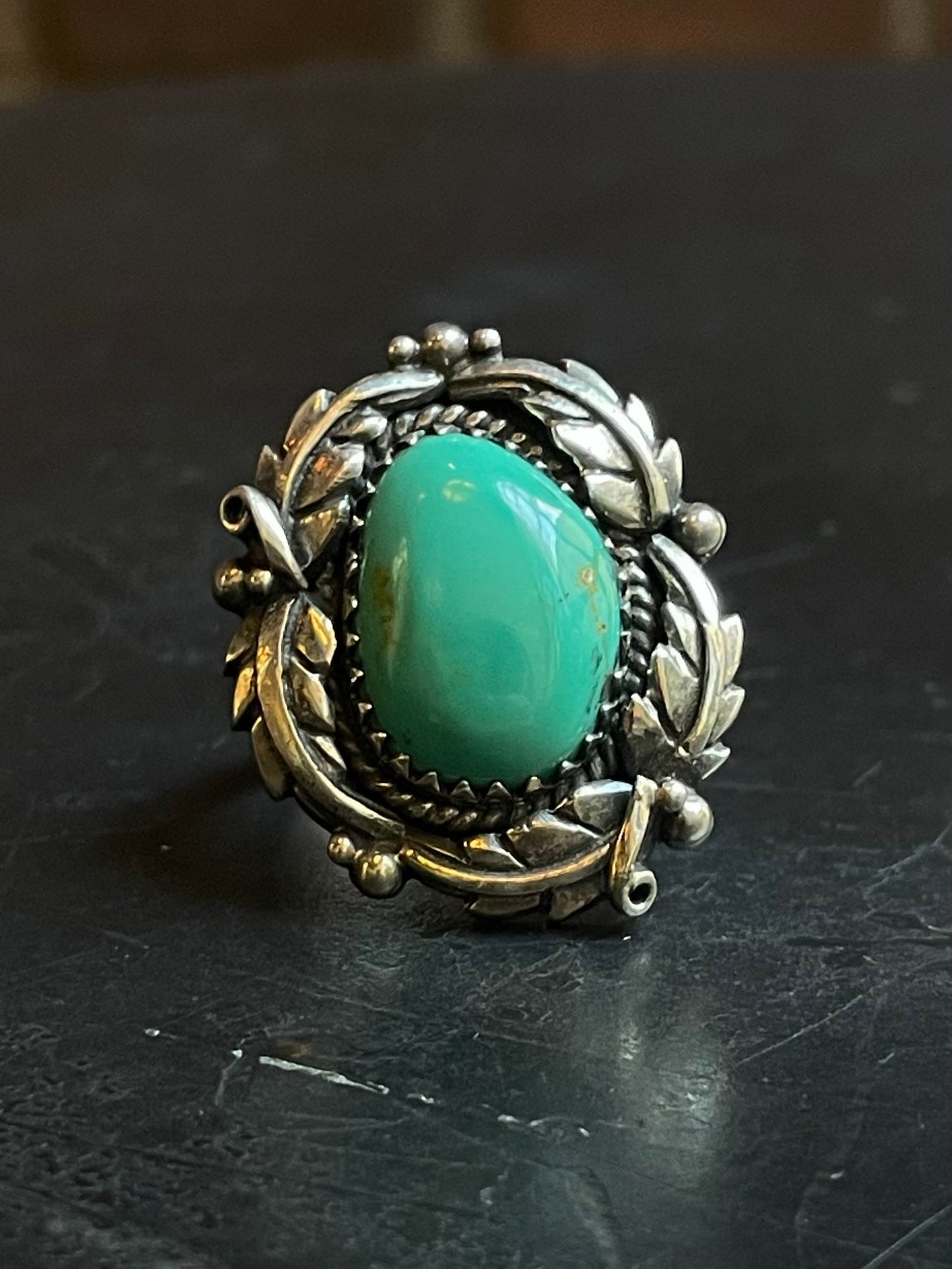 Turquoise Feather Ring Size 8 | Sterling Silver E866