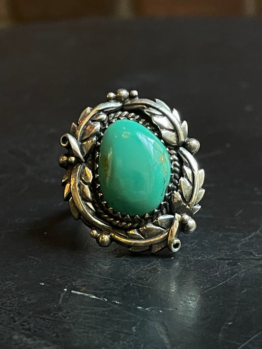 Turquoise Feather Ring Size 8 | Sterling Silver E866