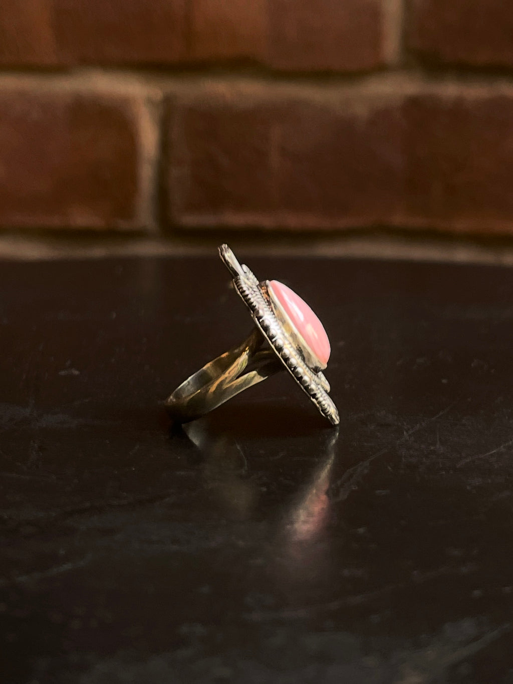 Pink Conch Tear Drop Ring Size 6 | 925 Sterling Silver G541