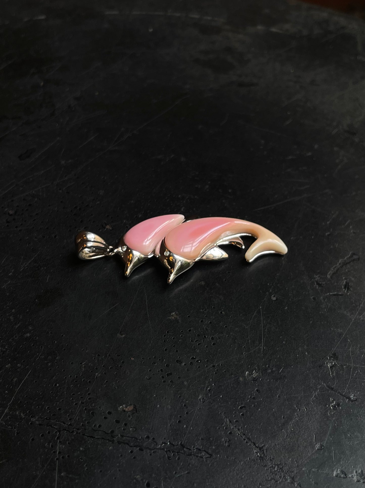 Pink Conch Dolphin Pendant | 925 Sterling Silver E284