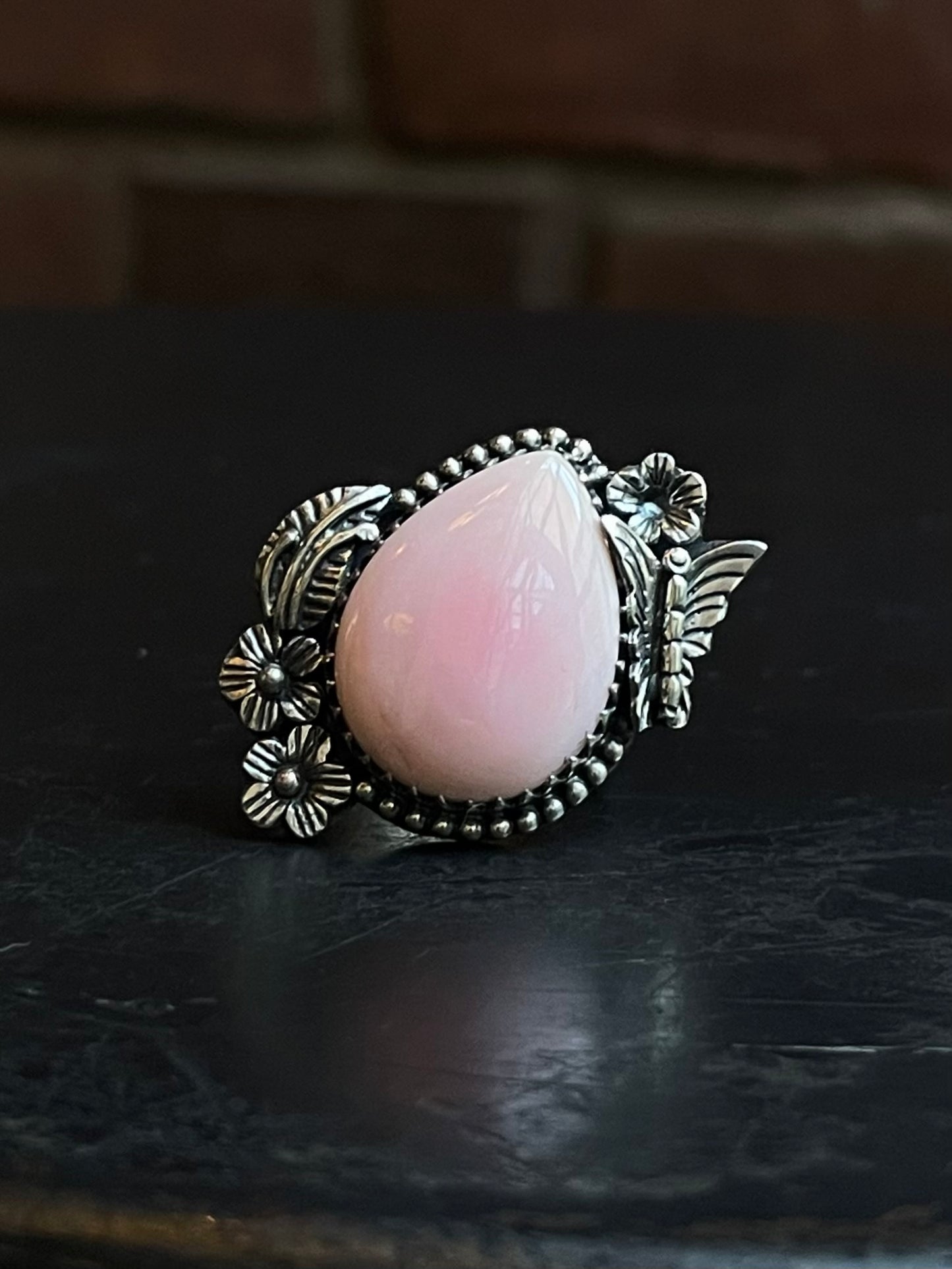 Pink Conch Butterfly Ring | 925 Sterling Silver Size 9 E466