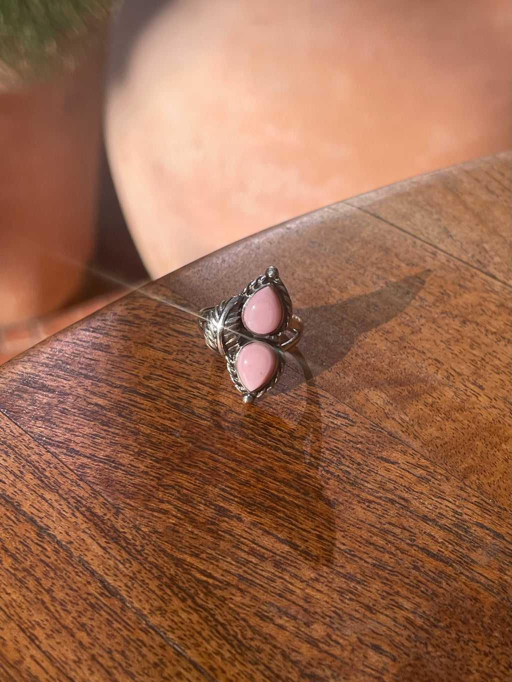 Pink Conch Leaf Ring Size 8 | 925 Sterling Silver C873