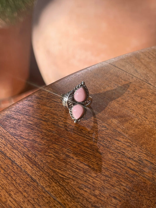 Pink Conch Leaf Ring Size 8 | 925 Sterling Silver C873