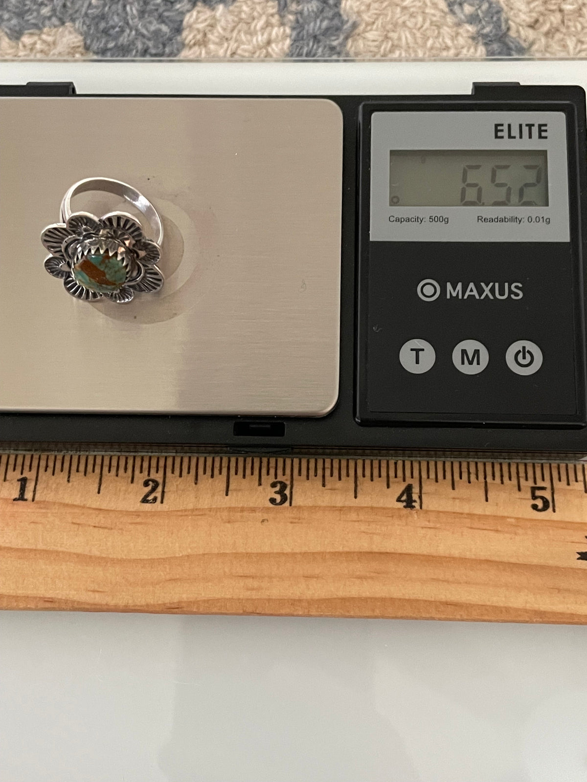 Turquoise Flower Ring Size | 925 Sterling Silver 7 G780