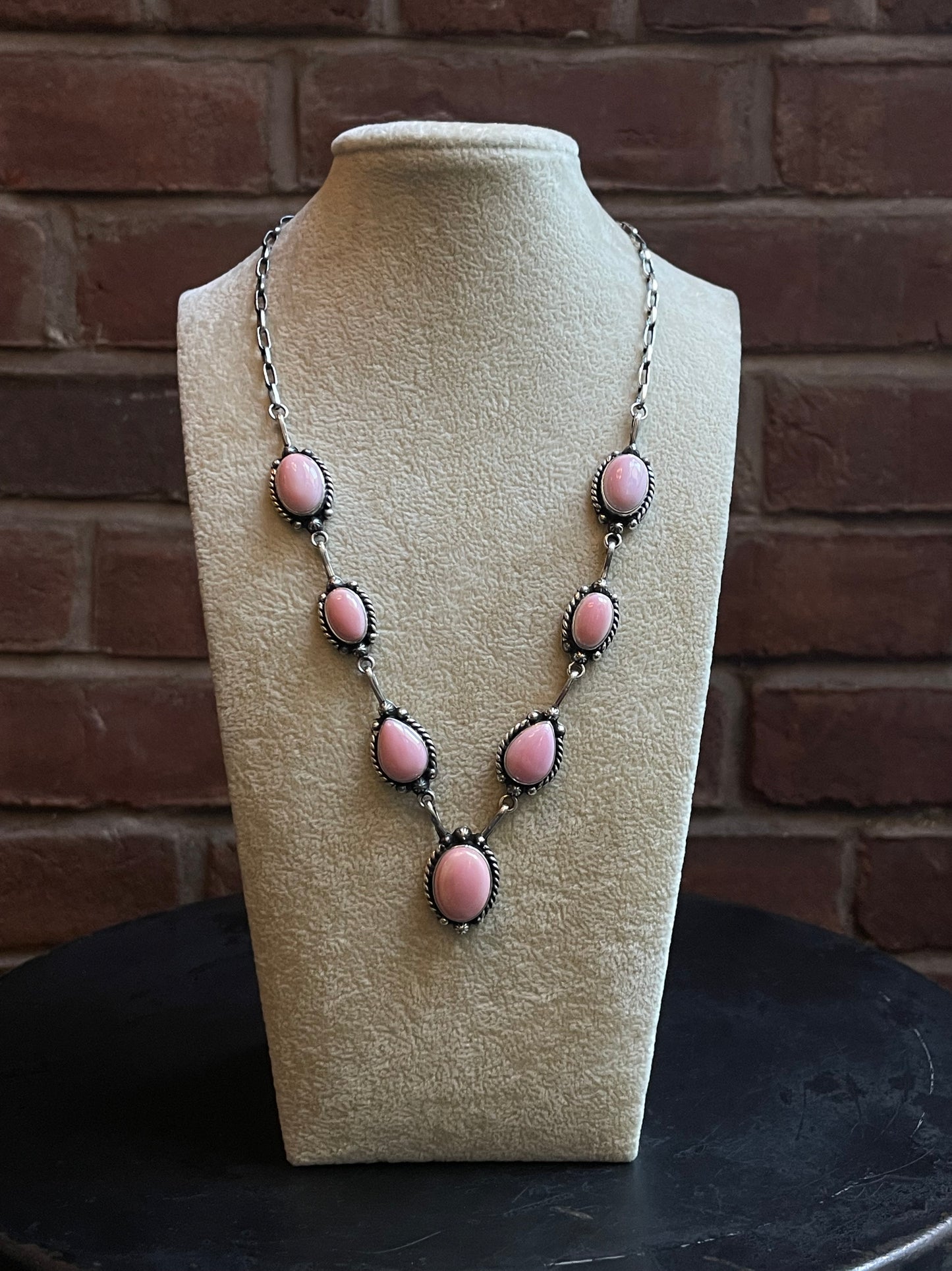Pink Conch Lariat Necklace | 925 Sterling Silver E349