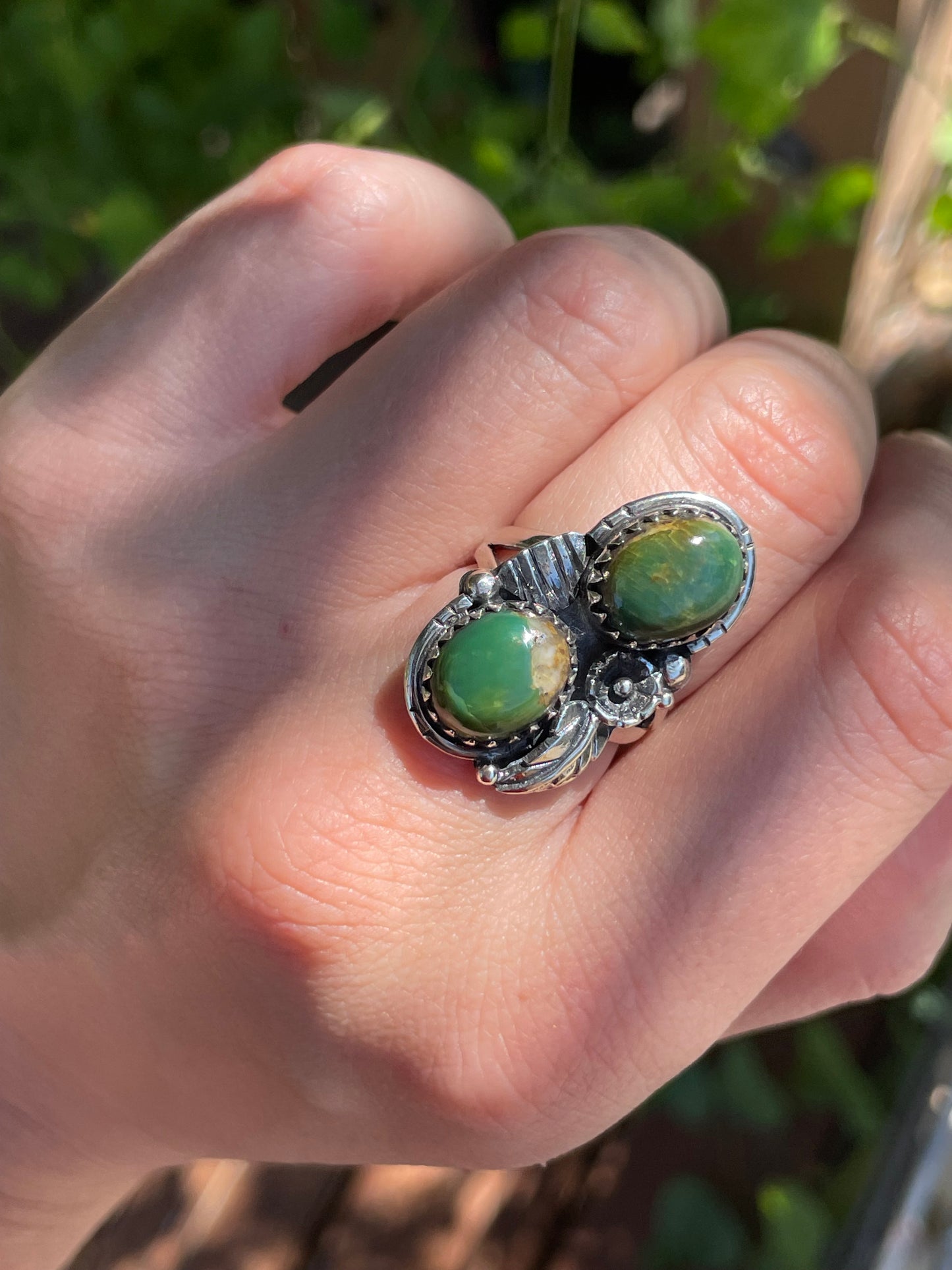 Turquoise Leaf Ring | Size 7 | 925 Sterling Silver Z87
