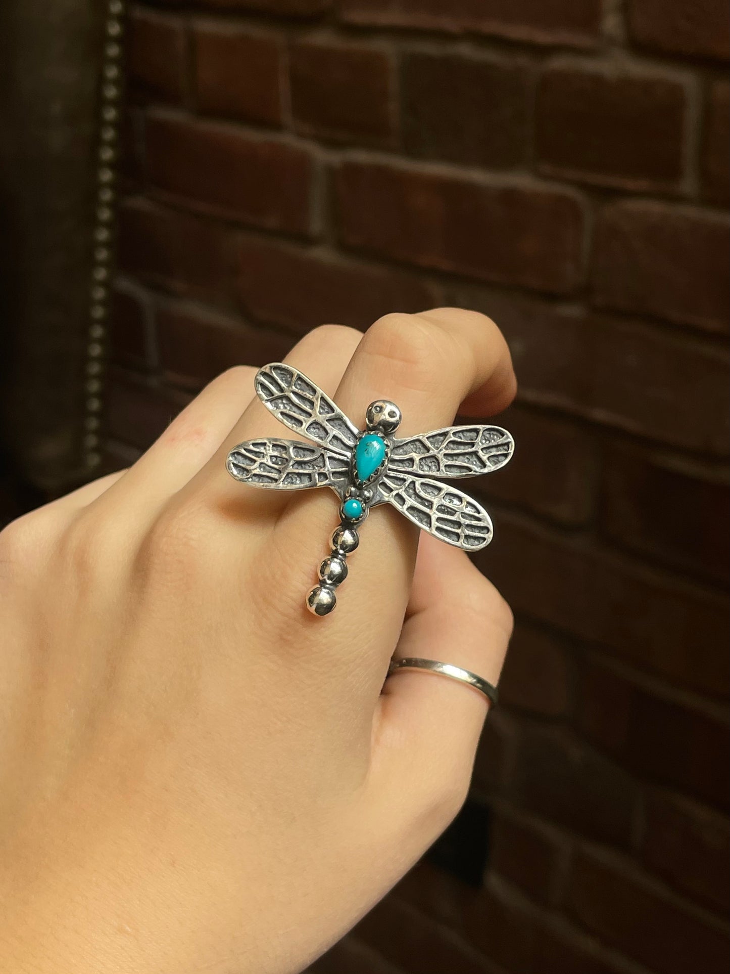 Turquoise Dragonfly Ring | Sterling Silver 925 Size 8 C700