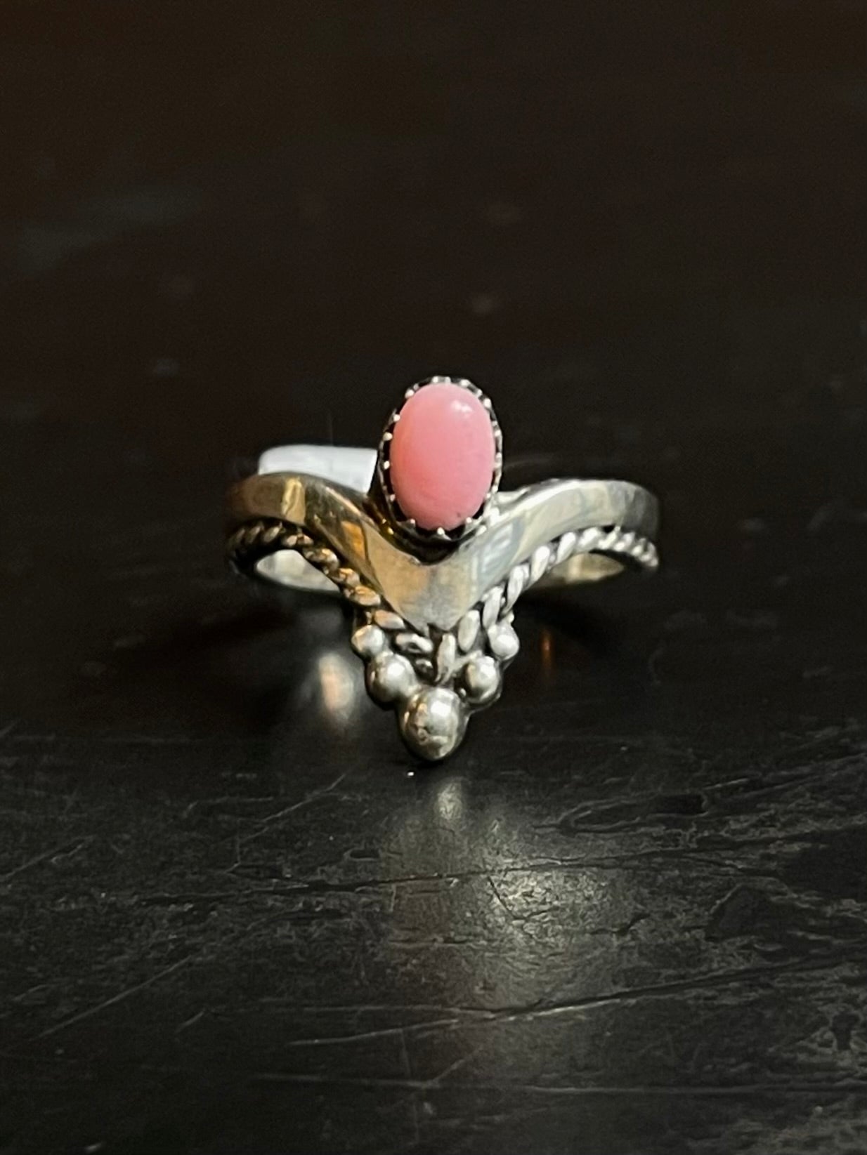 Pink Conch Tiara Ring | Sterling Silver | Size 8.25 | A730