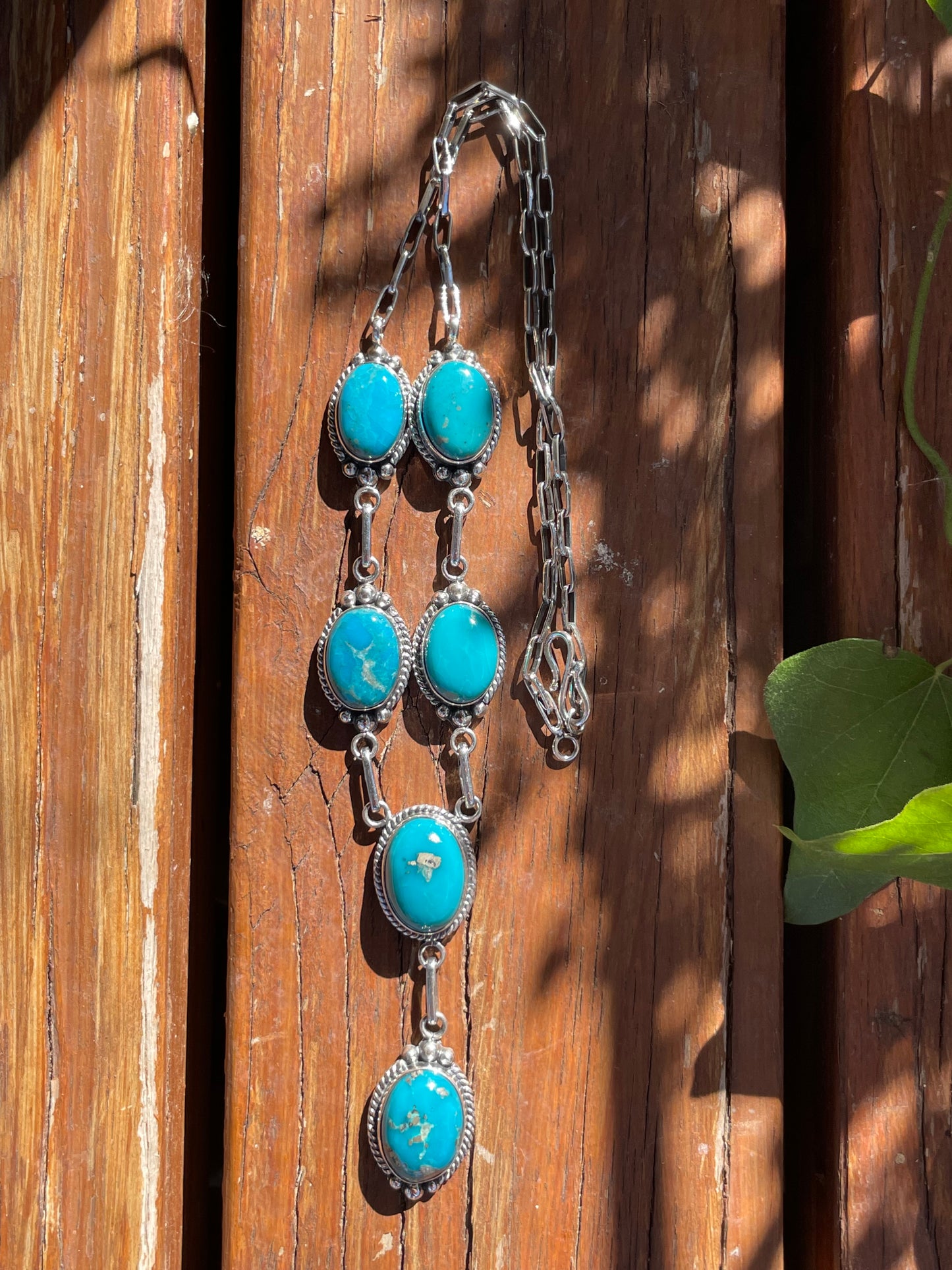 Kingman Turquoise Lariat Necklace | Sterling Silver 925 B879
