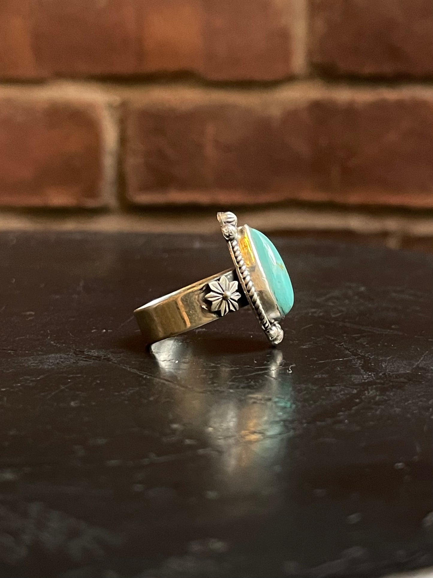 Kingman Turquoise Tear Drop Ring Size 8 | 925 Sterling Silver G499