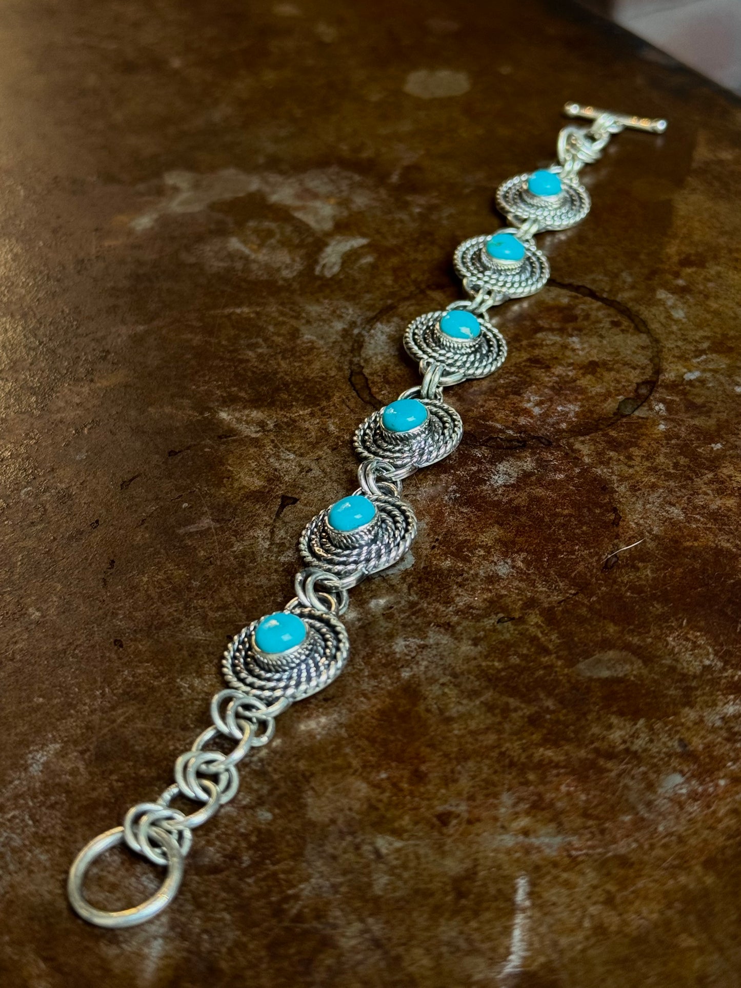 Kingman Turquoise Circle Bracelet | Sterling Silver | A868
