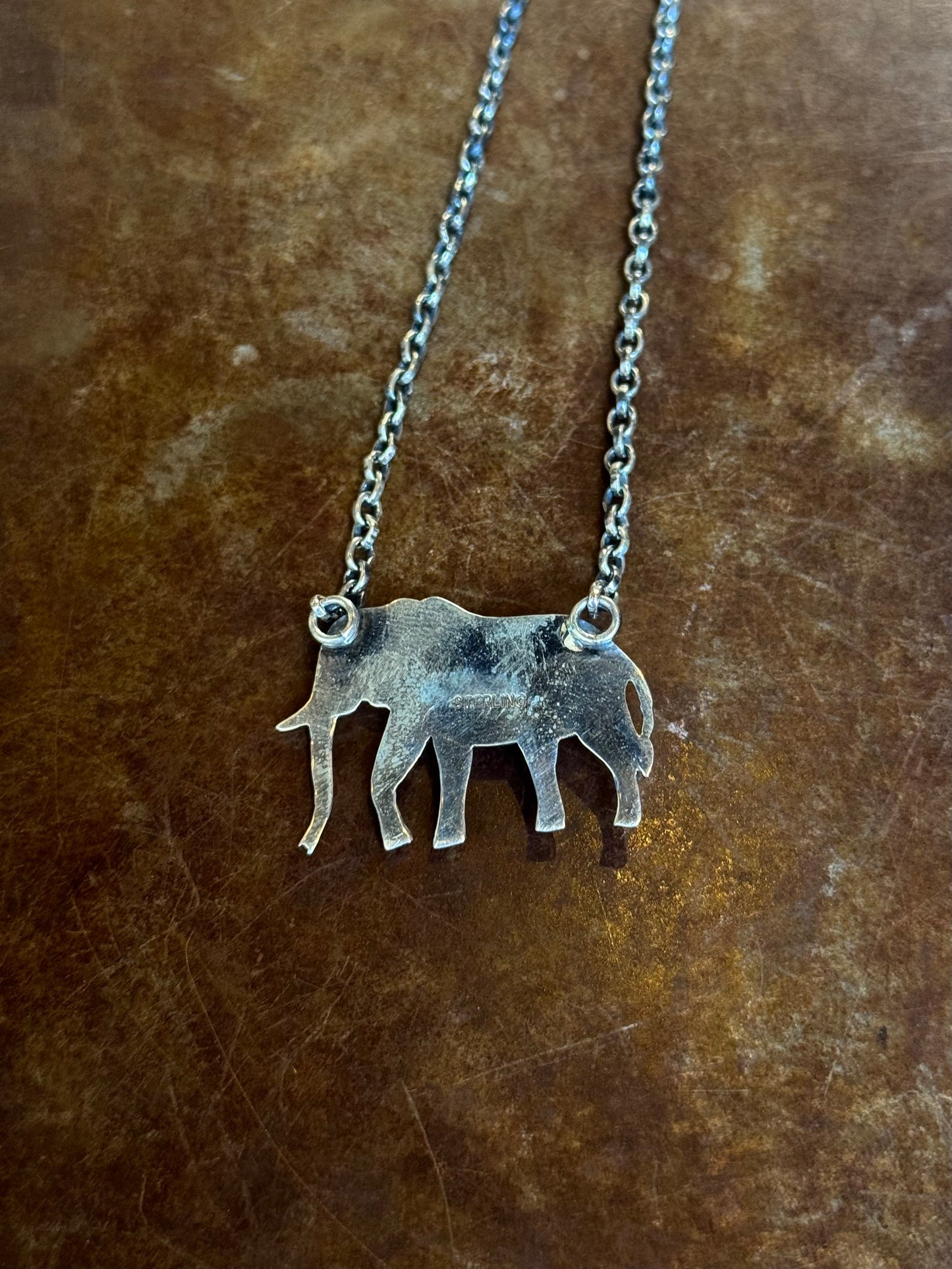 Pink Conch Elephant Necklace | Sterling Silver | 2.6 in | A872