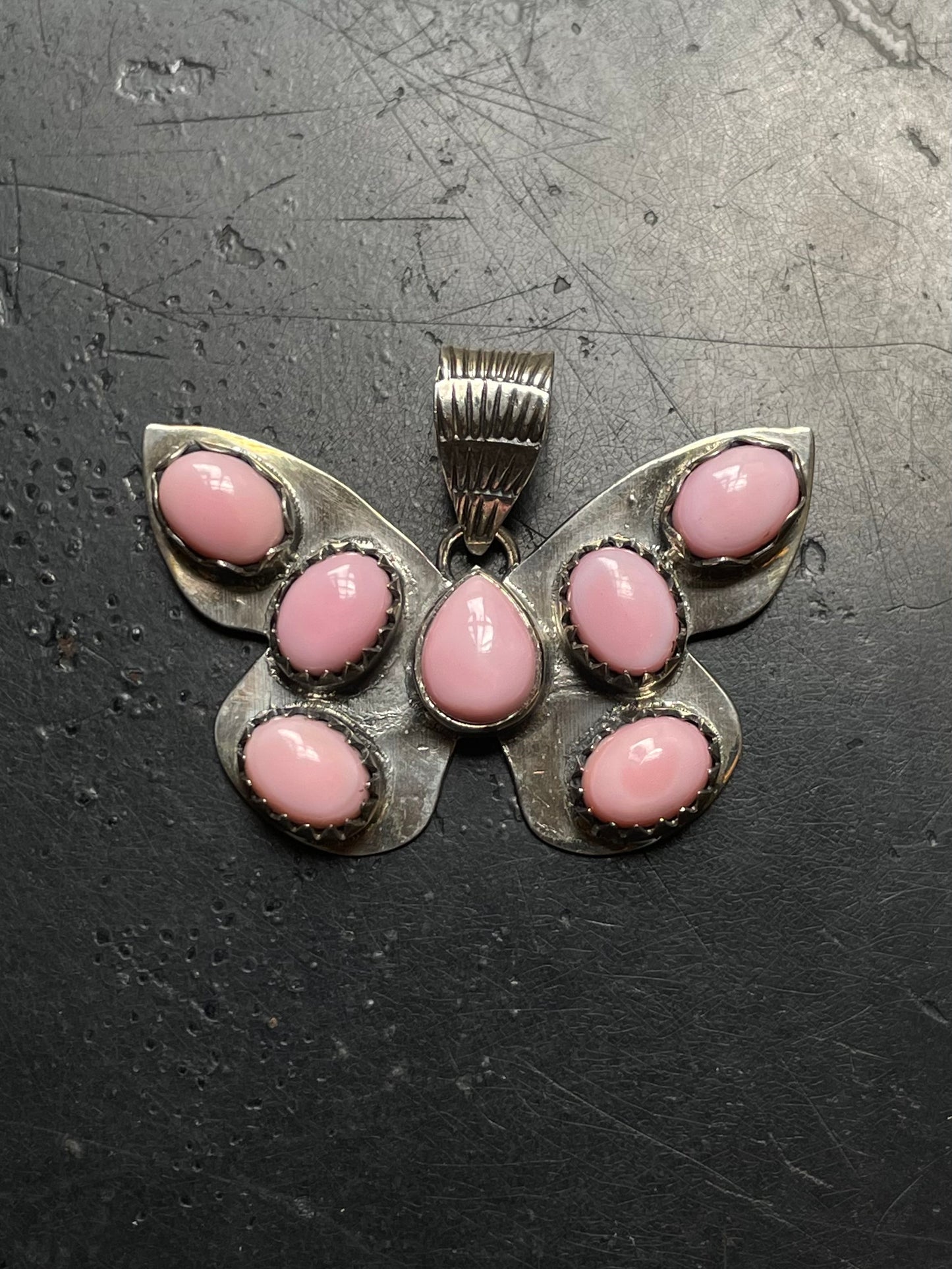 Pink Conch Butterfly Pendant | 925 Sterling Silver E957