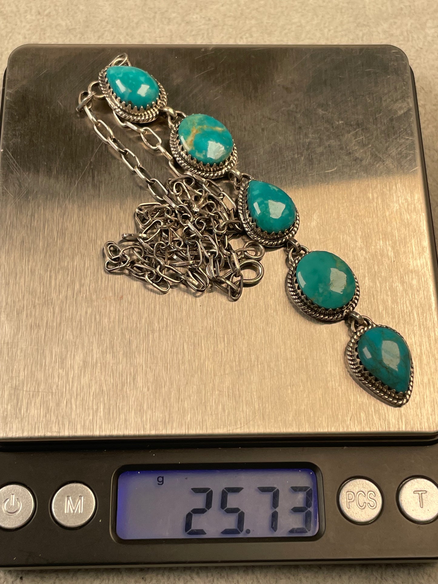 Kingman Turquoise Drop Necklace | Sterling Silver D130