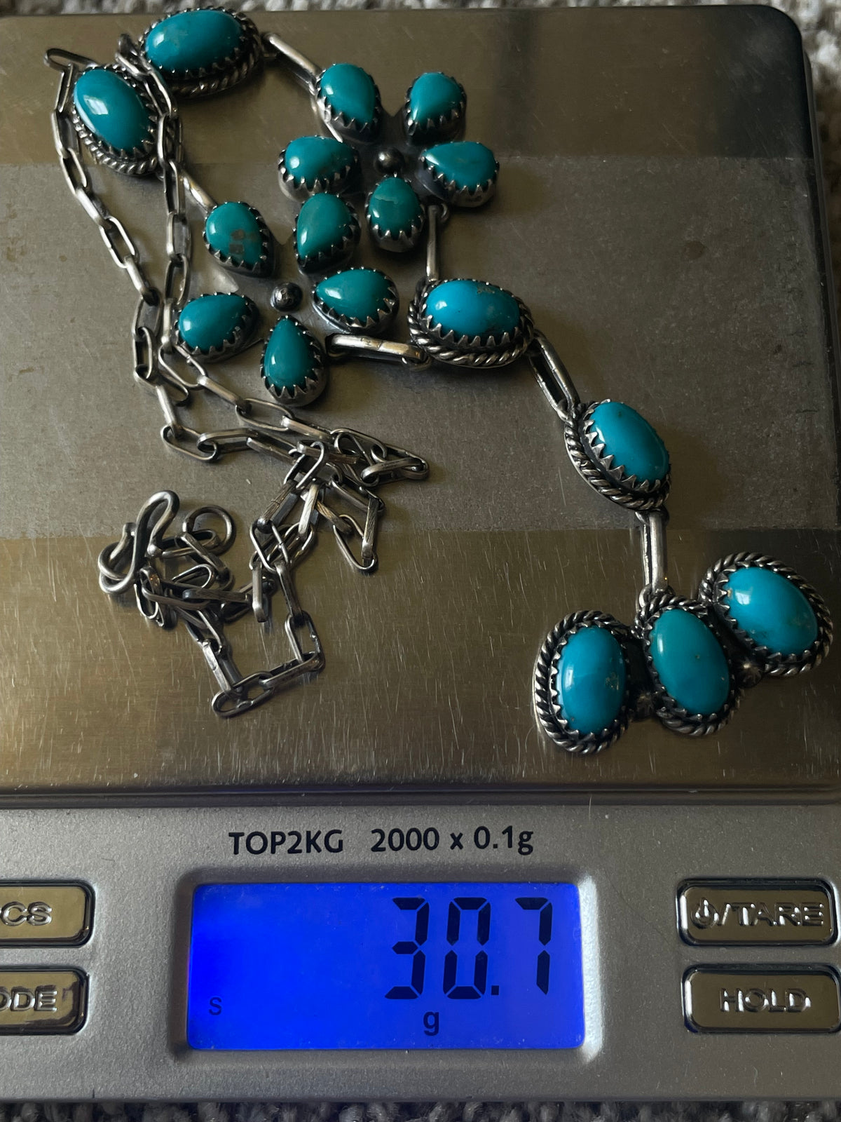 Turquoise Floral Lariat Necklace | 925 Sterling Silver D239