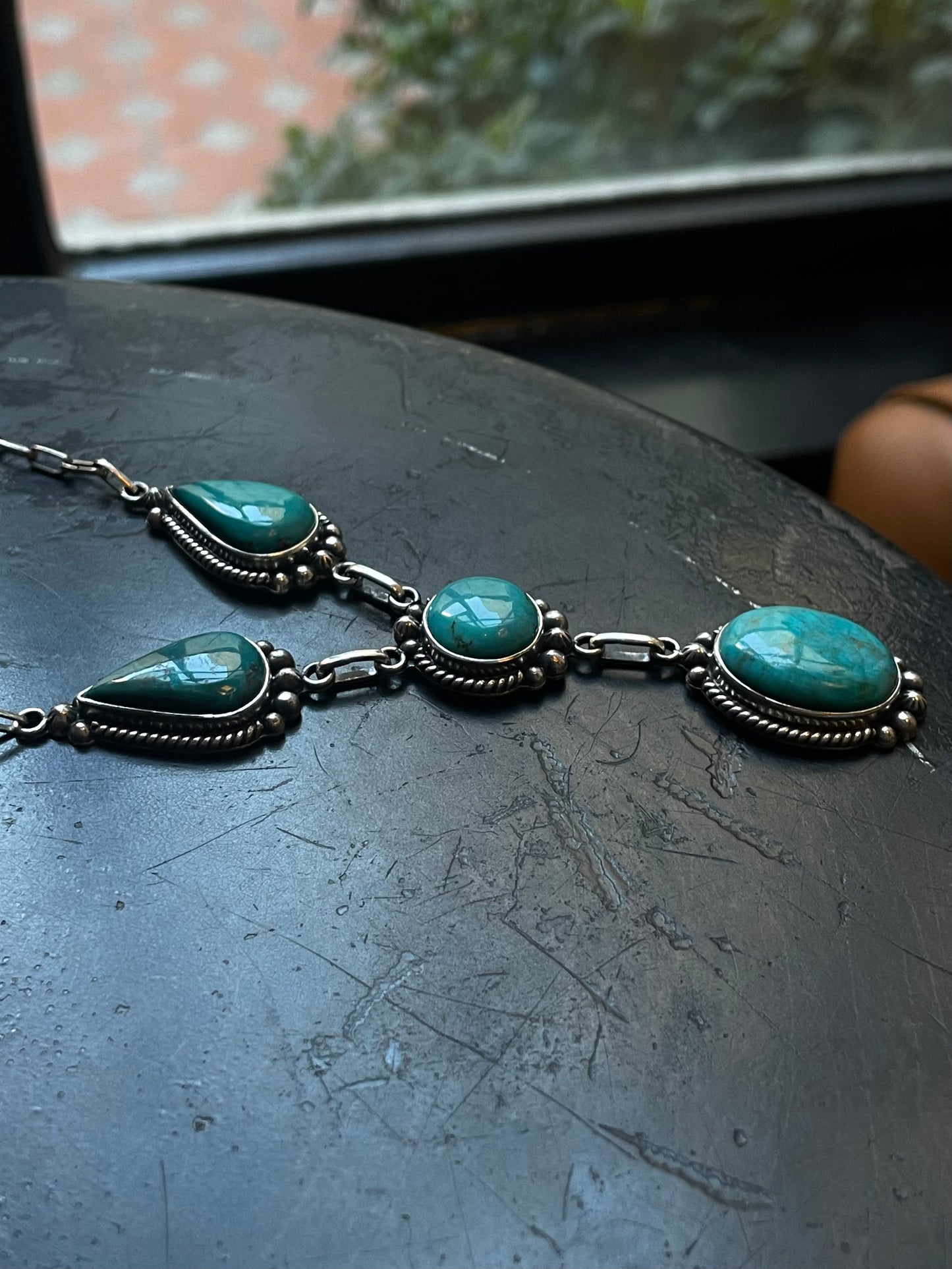 Turquoise Lariat Necklace | 925 Sterling Silver E617