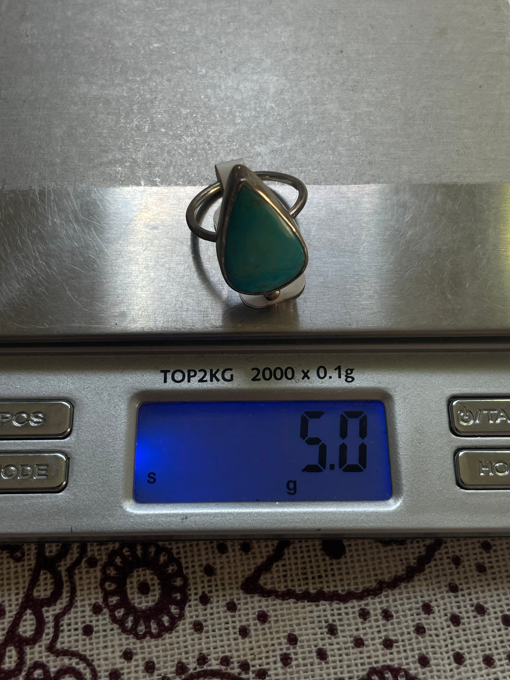 Turquoise Tear Drop Ring | 925 Sterling Silver | Size 6.5 D345
