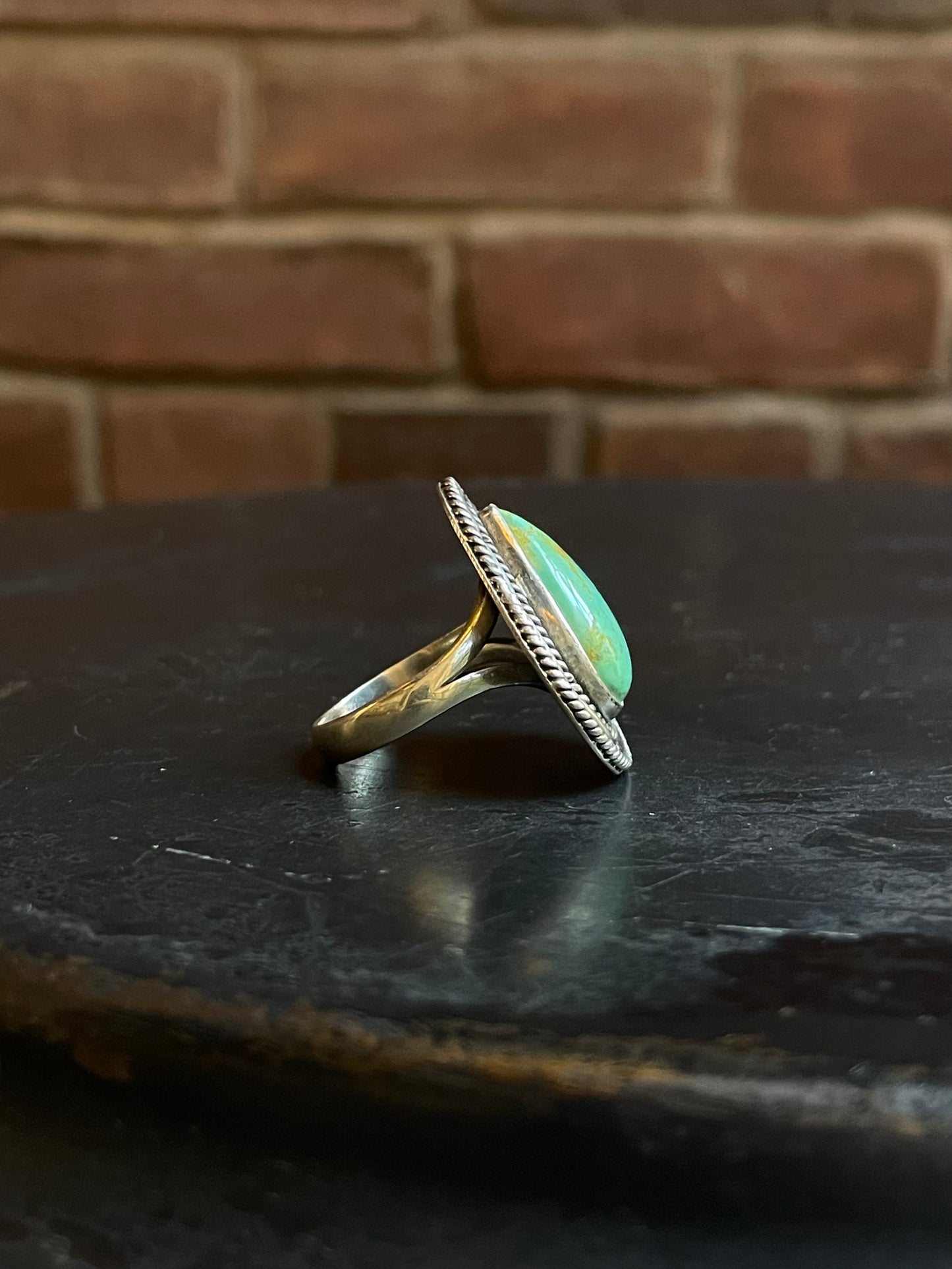 Turquoise Tear Drop Ring Size 9 | Sterling Silver E861