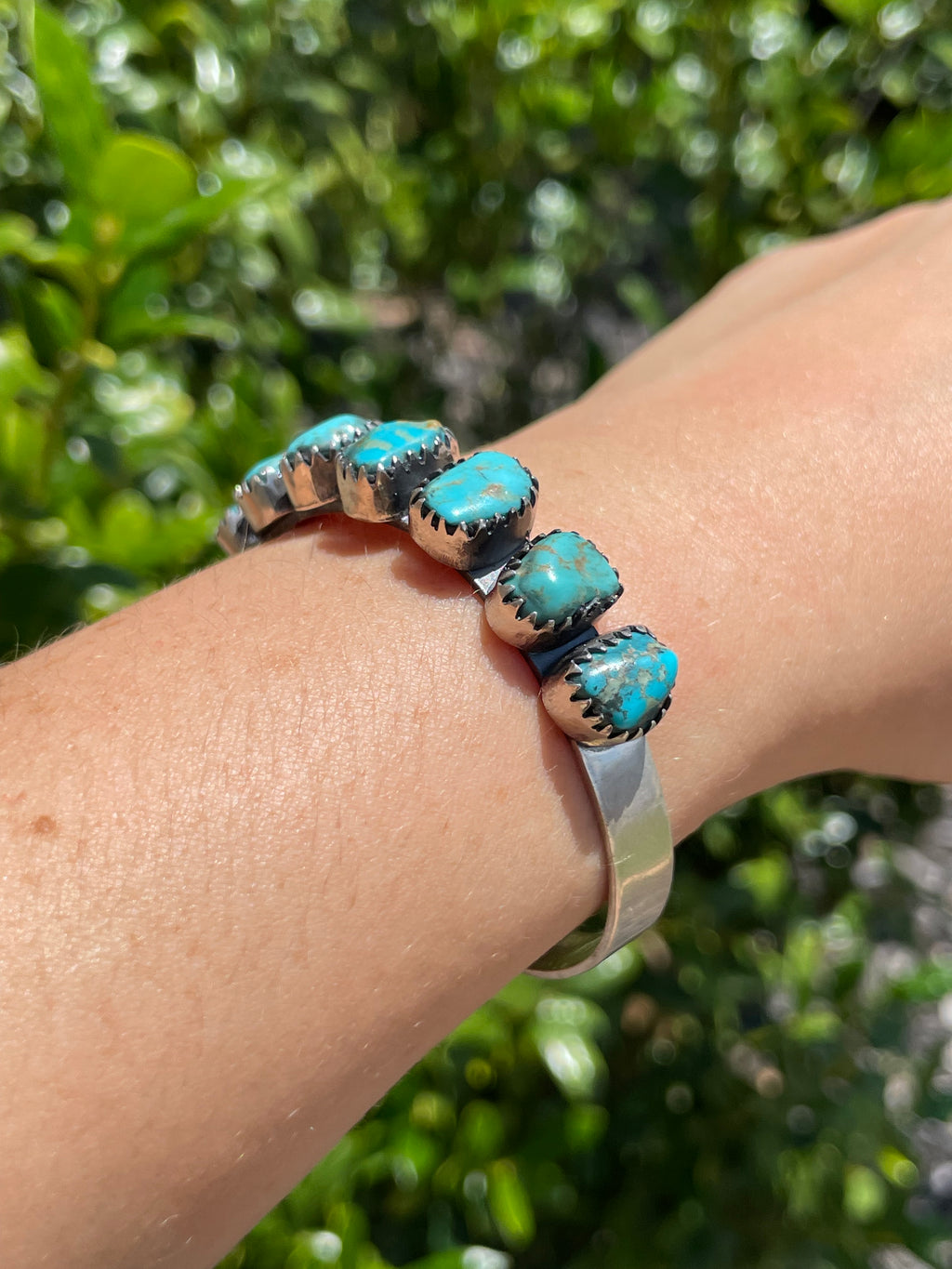 Kingman Turquoise Row Cuff Bracelet | 925 Sterling Silver D149