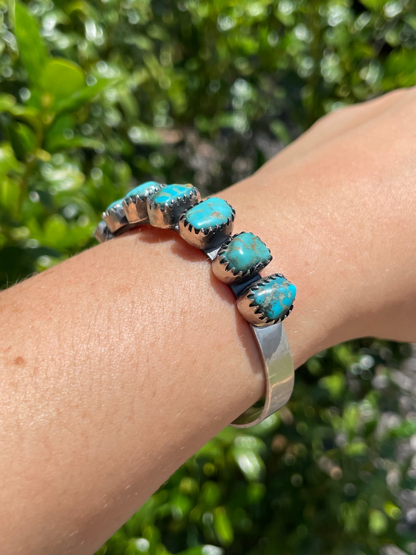 Kingman Turquoise Row Cuff Bracelet | 925 Sterling Silver D149