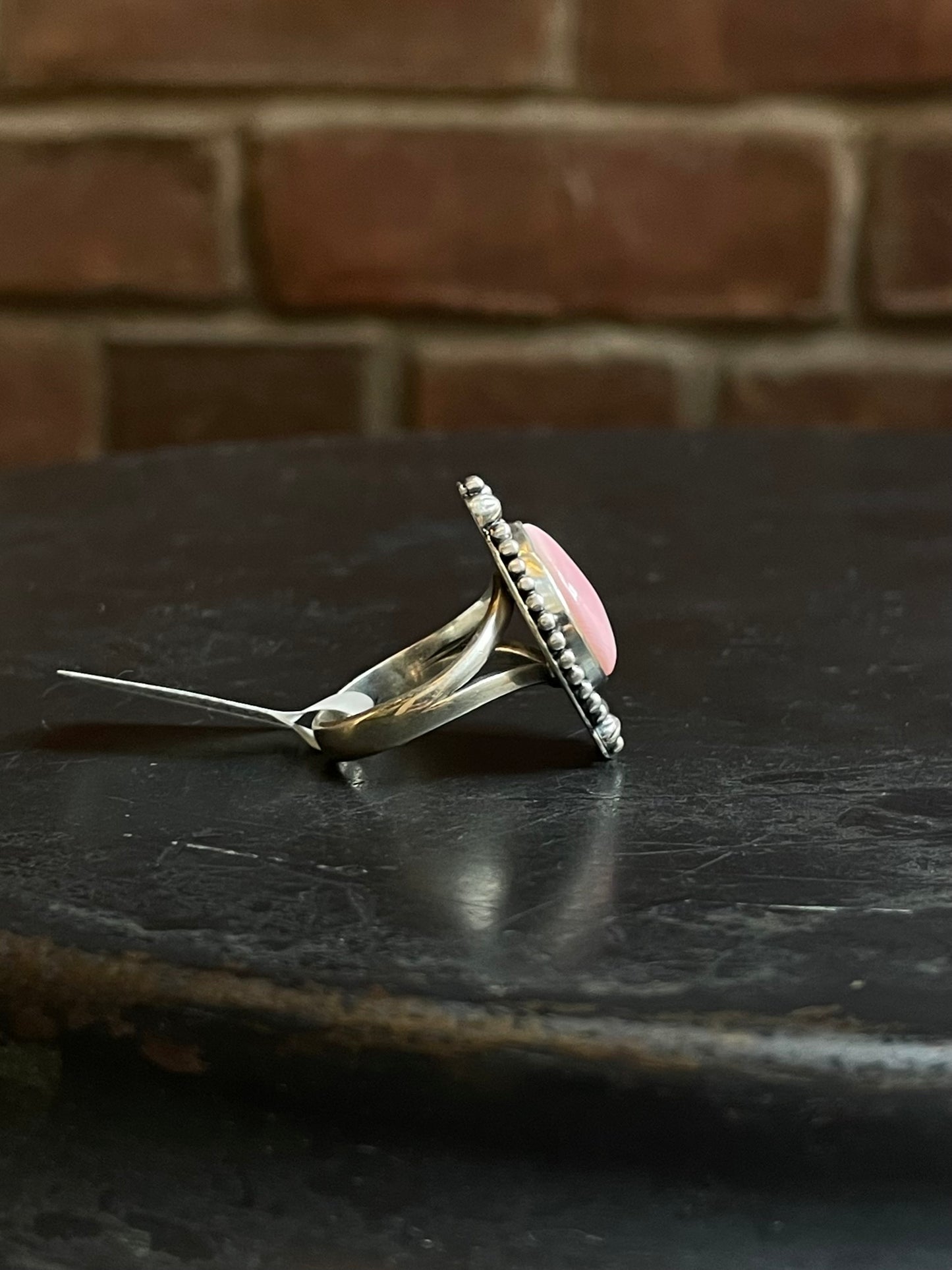 Pink Conch Oval Ring | Sterling Silver | Size 8 | A327