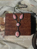 Pink Conch Lariat Necklace | 925 Sterling Silver D238