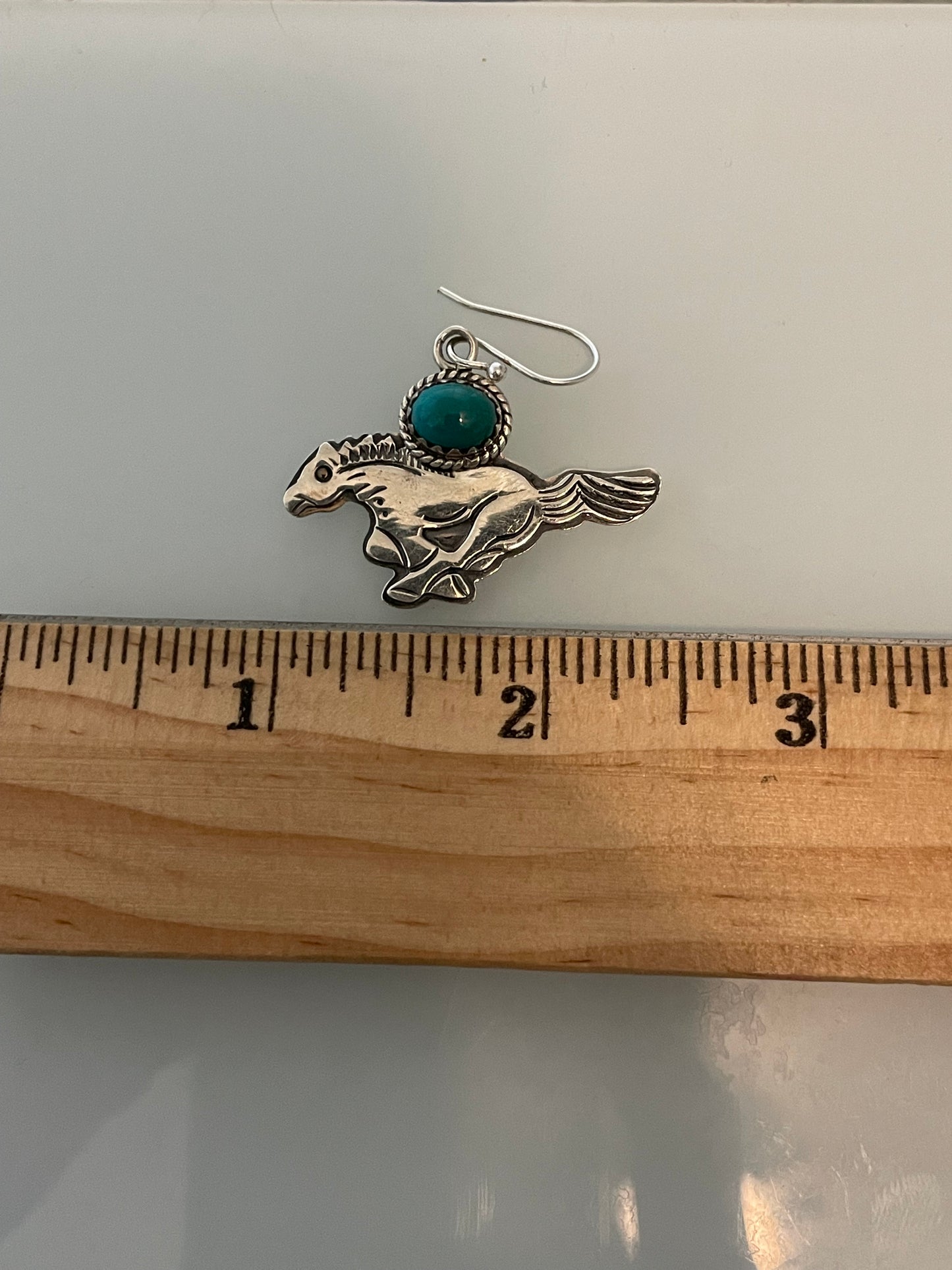 Kingman Turquoise Horse Dangle Earrings | 925 Sterling Silver C836
