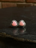 Pink Conch Heart Stud Earrings | 925 Sterling Silver E790