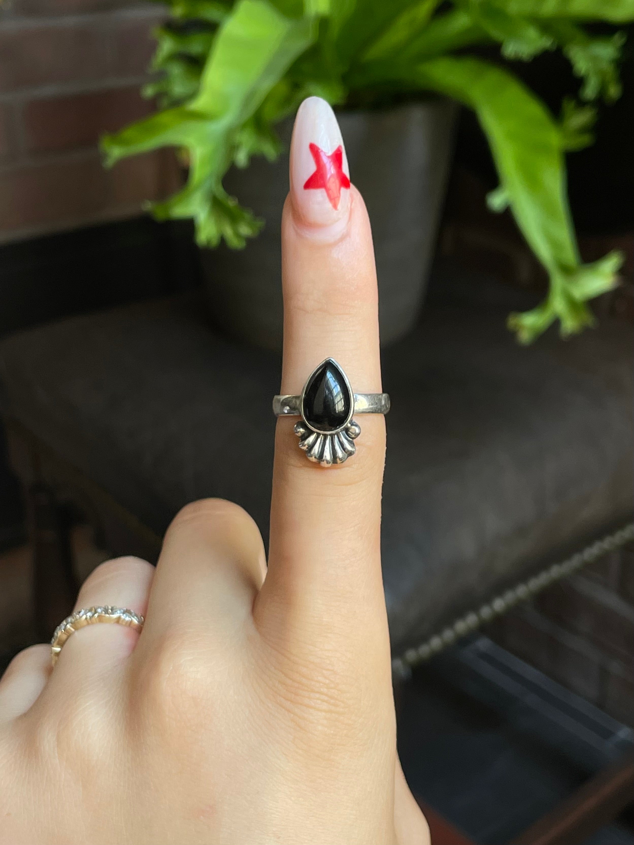 Black Onyx Ring Size 8 | 925 Sterling Silver G648