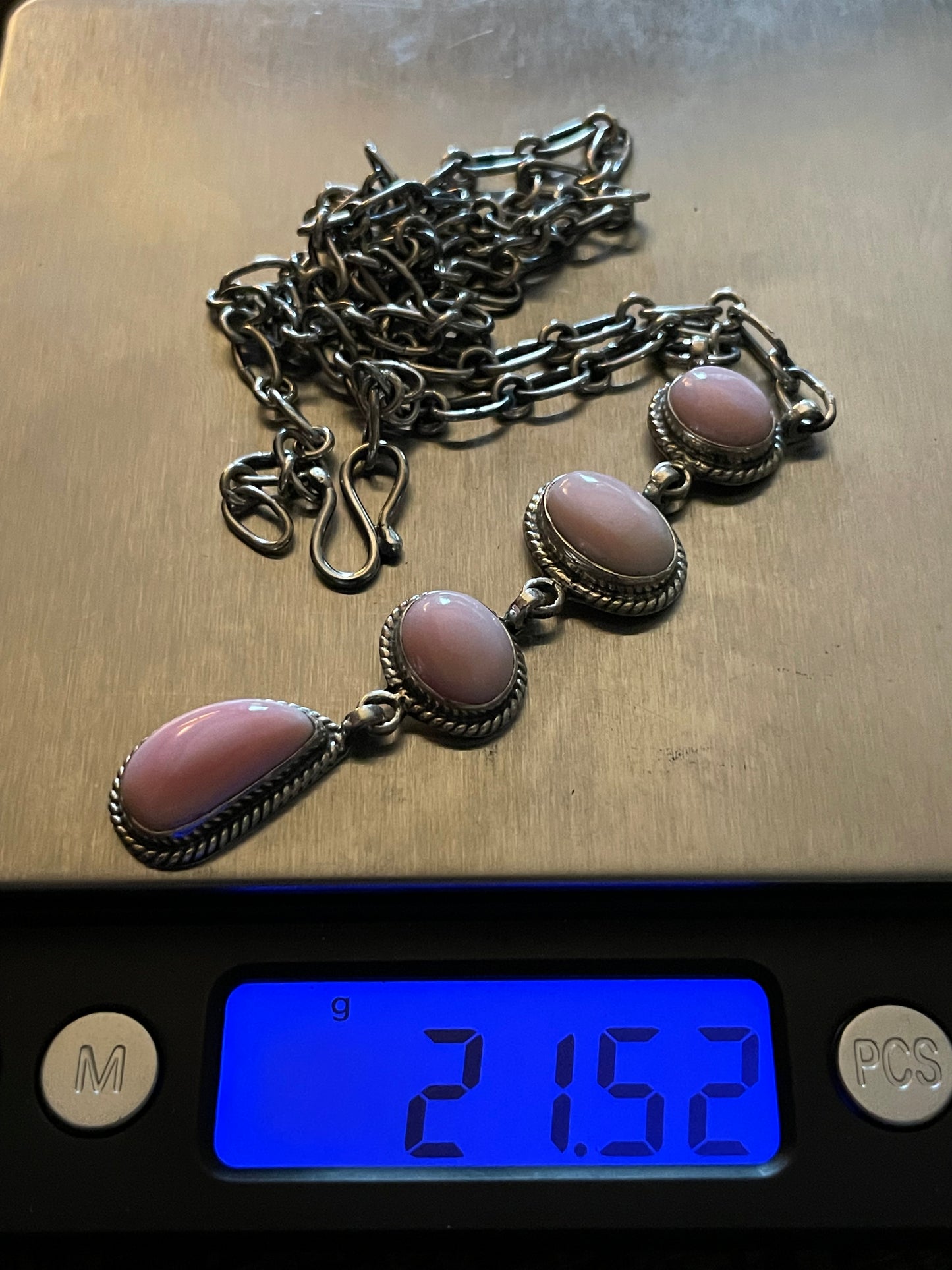 Pink Conch Drop Pendant Necklace | Sterling Silver 925 | B871