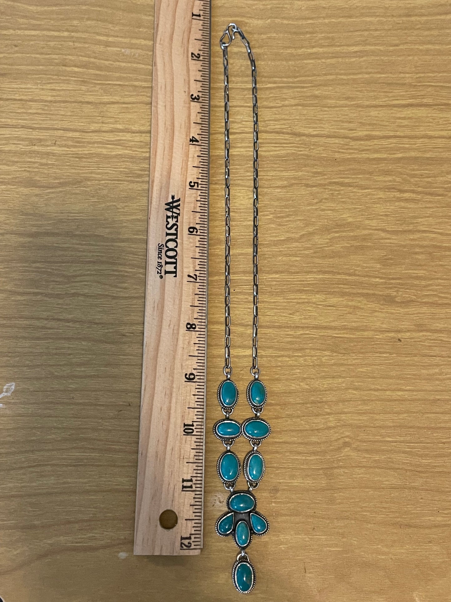 Kingman Turquoise Drop Necklace | 925 Sterling Silver E630