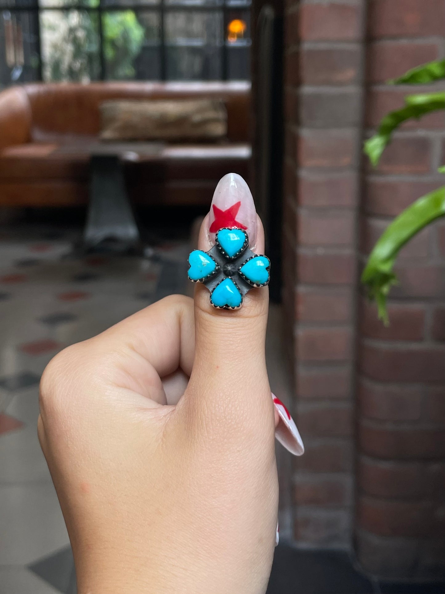 Kingman Turquoise Heart Ring Size 8 | 925 Sterling Silver G476