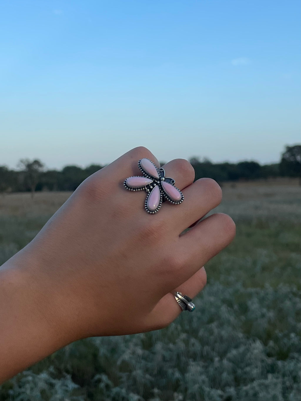 Pink Conch Butterfly Ring Size 6.75 | 925 Sterling Silver G744