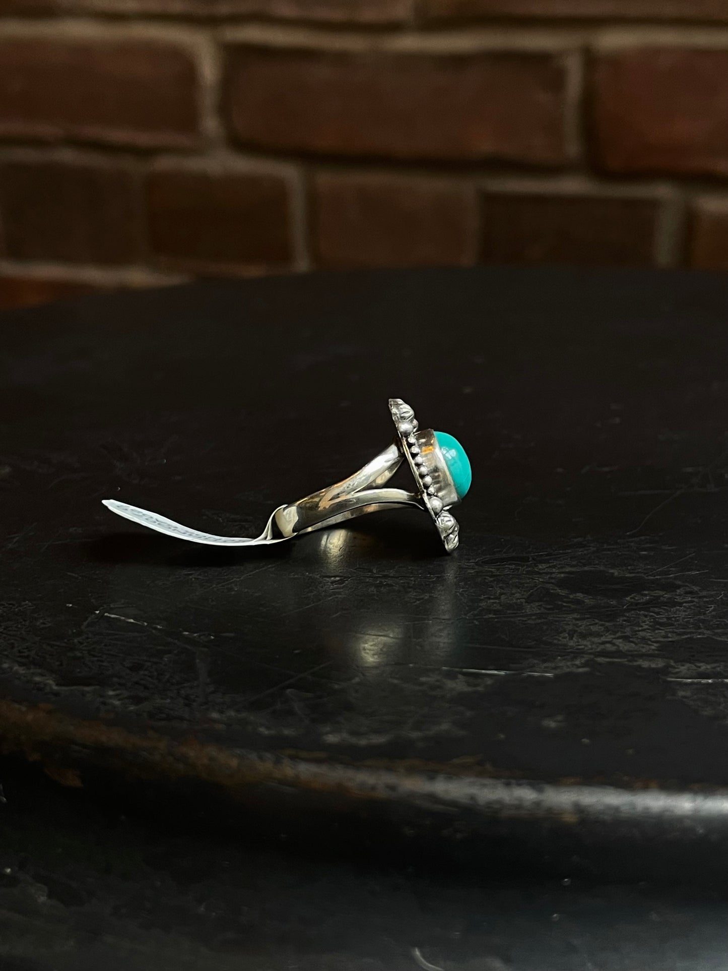 Kingman Turquoise Round Ring | Sterling Silver | Size 7 | A027