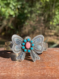 Pink Conch Turquoise Bow Cuff Bracelet | 925 Sterling Silver D115