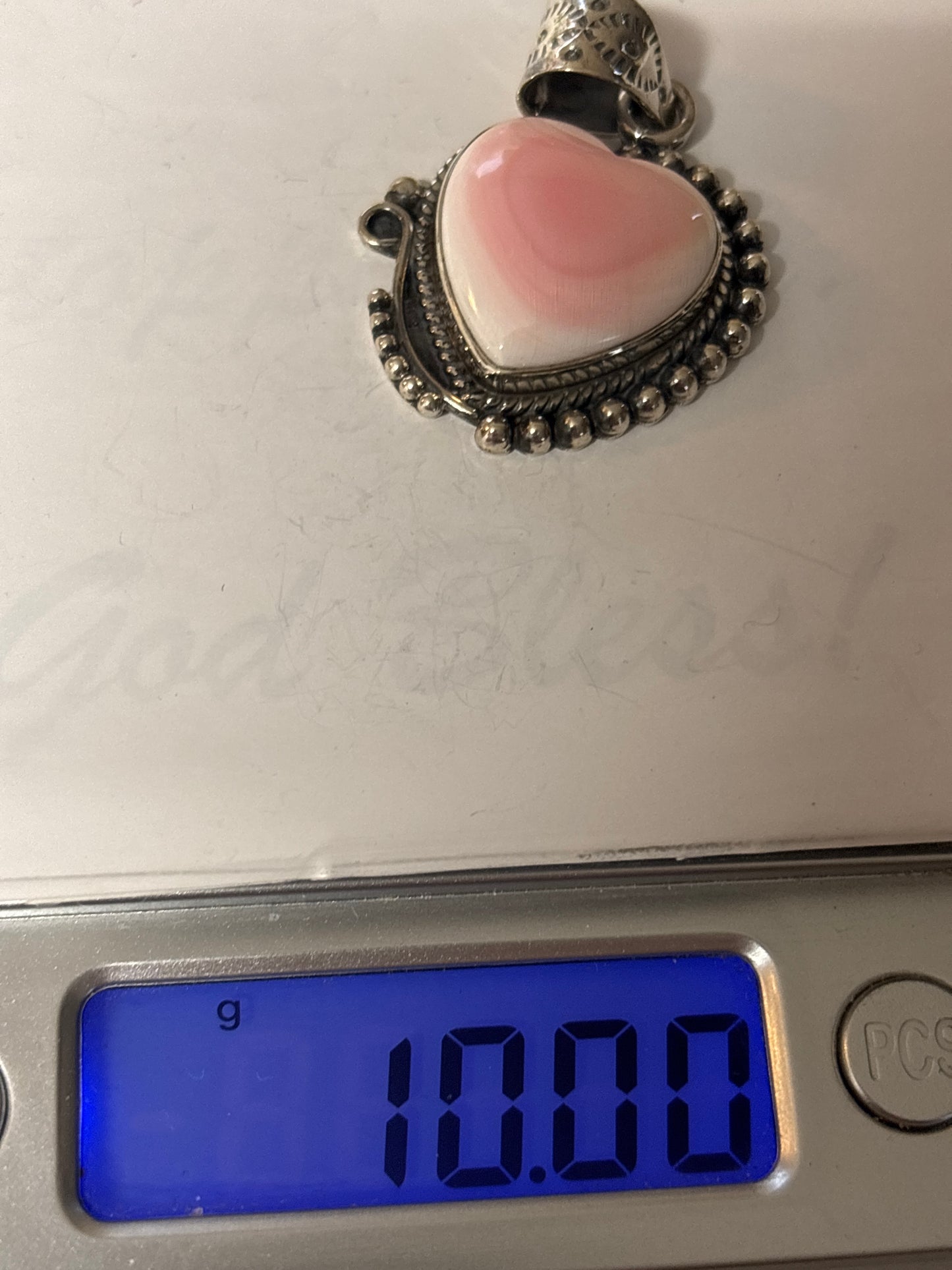 Pink Conch Heart Pendant | 925 Sterling Silver C910