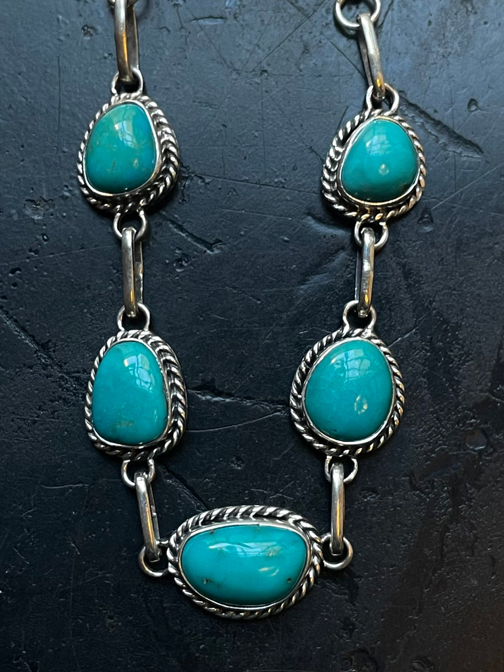 Kingman Turquoise Station Necklace | 925 Sterling Silver E620