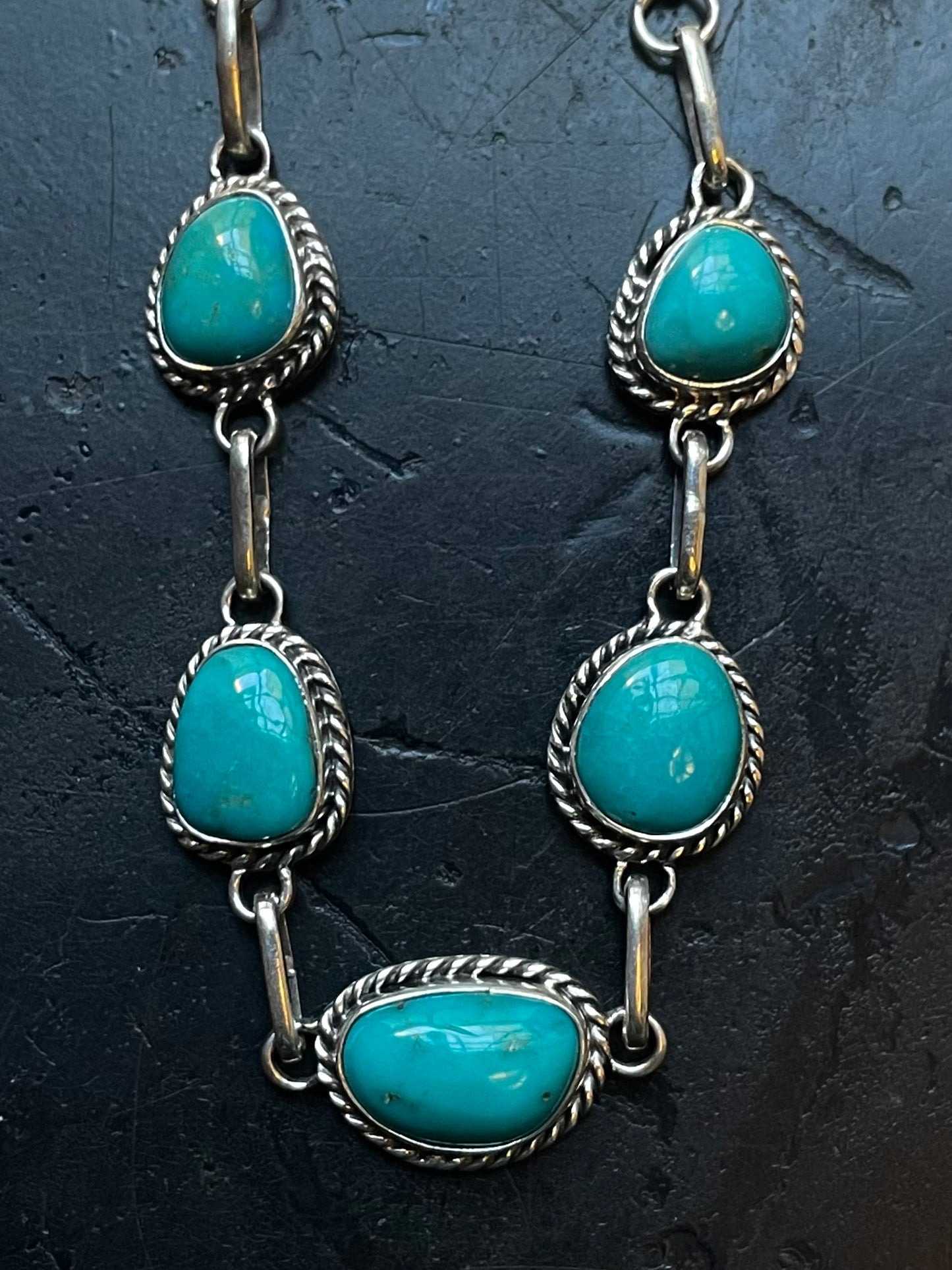 Kingman Turquoise Station Necklace | 925 Sterling Silver E620
