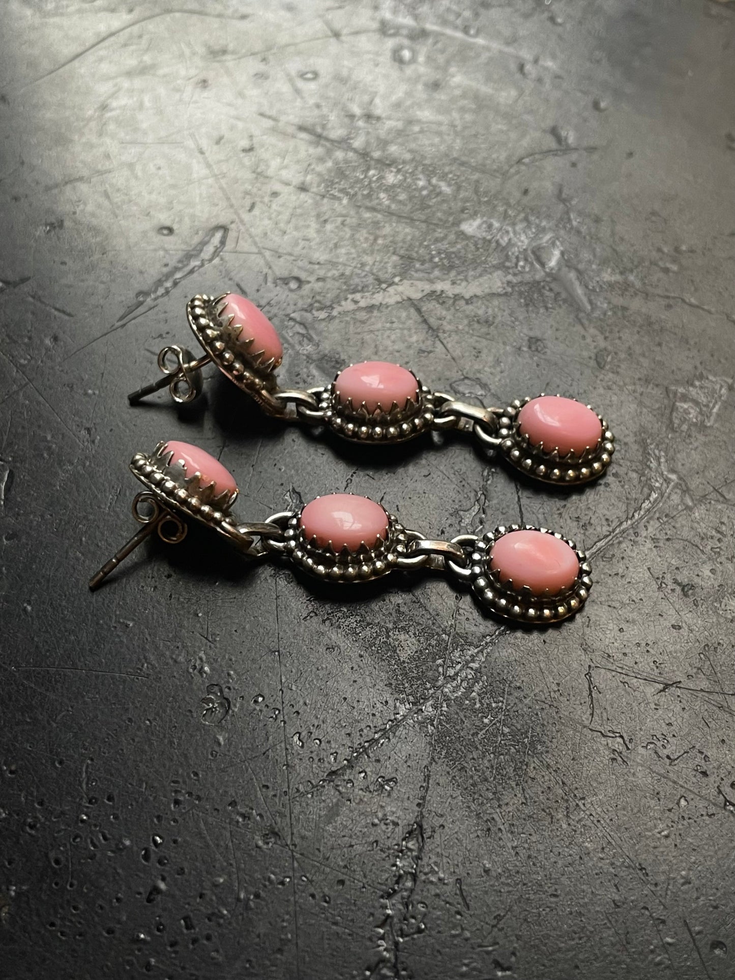 Pink Conch Drop Stud Earrings | 925 Sterling Silver G186