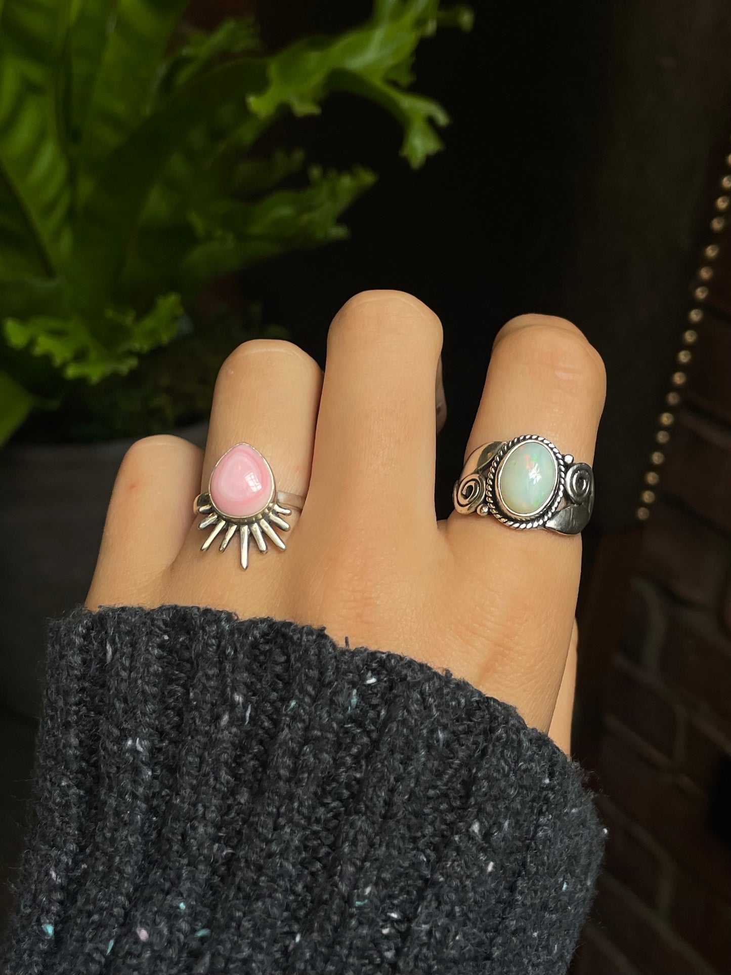 Pink Conch Tear Drop Ring Size 7 | 925 Sterling Silver G160