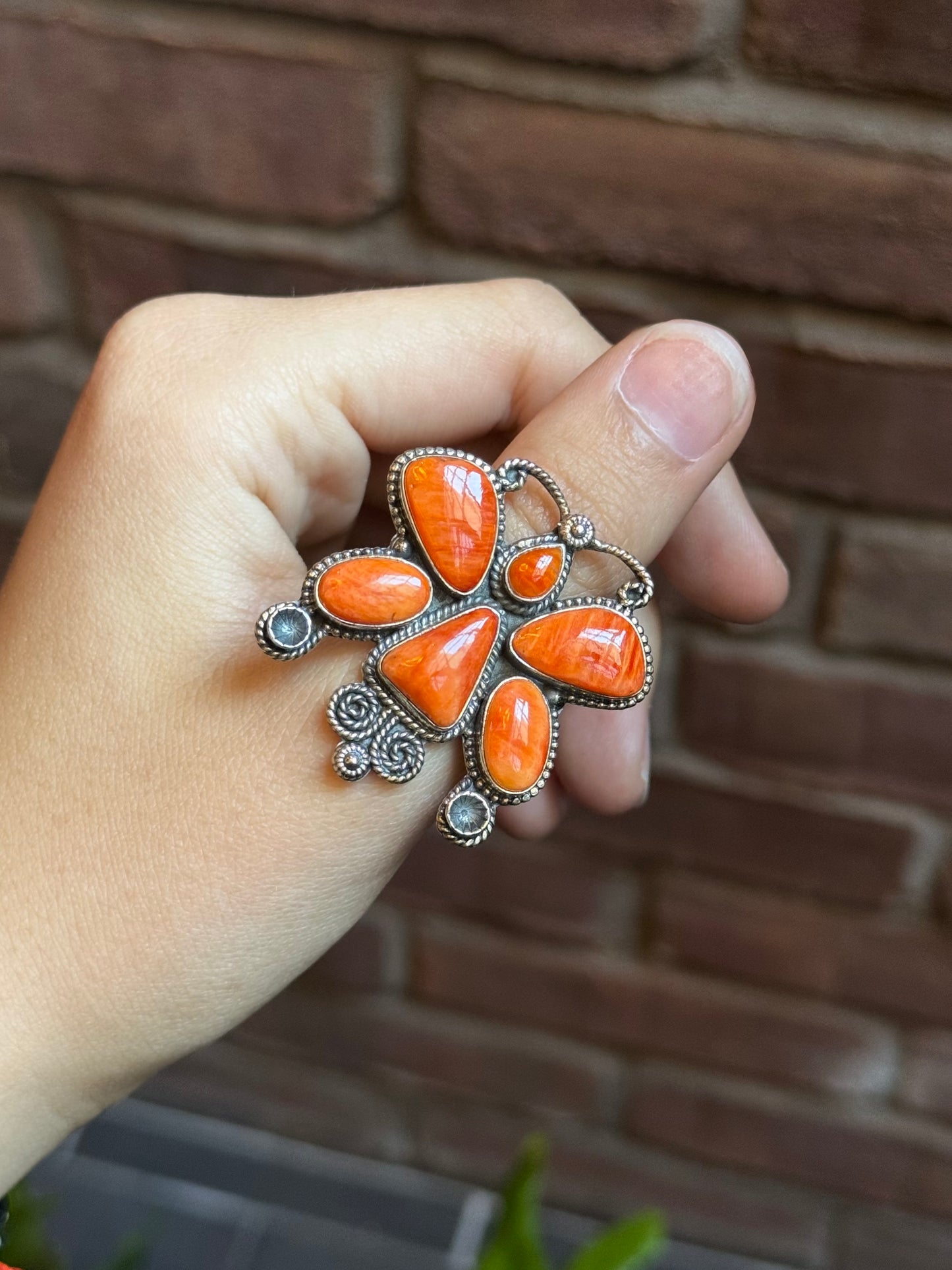 Spiny Oyster Butterfly Ring Size 8.75 | 925 Sterling Silver C410