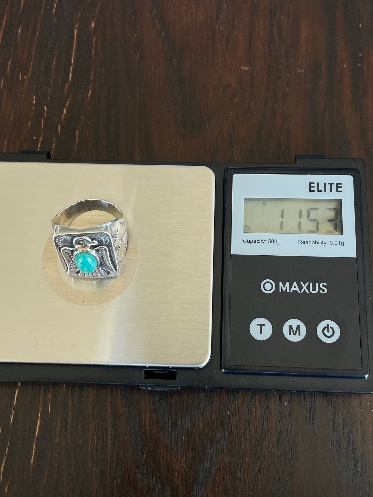 Turquoise Thunderbird Ring Size 9 | Sterling Silver E868