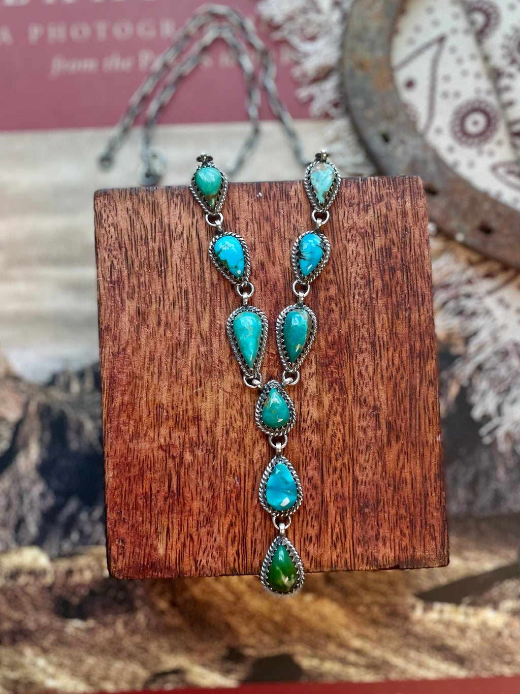 Kingman Turquoise Lariat Necklace | 925 Sterling Silver D225